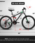 Beefed Up Dual Suspension 24 Inch Mountain Bike With 21 Speed Disc Brakes Front Fork And Rear Shock Absorber Carbon Steel Frame