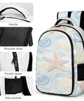 Coastal Beach Vibe Starfish Conch Repeat Print Unisex Backpack with large capacity and durable polyester fabric, breathable design