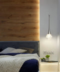 Three Pack 12W Adjustable Led Bubble Glass Orb Pendant Lights For Kitchen Island And Vanity Mounts In Brushed Nickel Finish in bedroom.