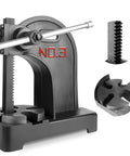 Heavy Duty 3 Ton Manual Arbor Press showing robust cast iron body with guide and parts for metal forming and punching tasks.