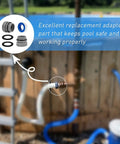 Hose Conversion Adapters Kit For Intex Coleman 4560 40mm To One And A Half Inch with fittings and O-rings for pool connection.