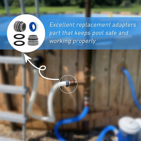 Hose Conversion Adapters Kit For Intex Coleman 4560 40mm To One And A Half Inch with fittings and O-rings for pool connection.
