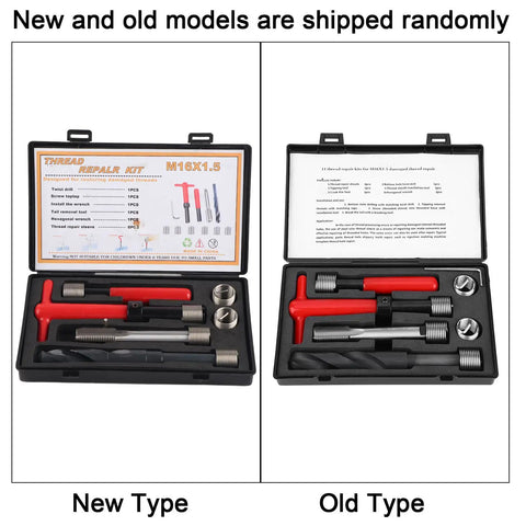 Tough As Nails M16x1.5 Thread Repair Kit With Heavy Duty Stainless Steel Inserts displayed in two models side by side.