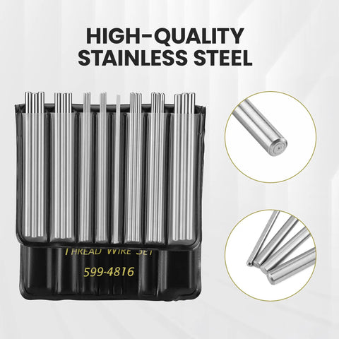 Pro Grade Thread Measuring Wire Set With Portable Holder 0.5mm To 6mm Range 16 Diameters For All 60 Degree US And Metric Threads For Machinists And Engineers Stainless Steel Kit With Carrying Case And Handy Extensions, stainless steel wires in case