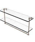 Two Tier Glass Shelf With Integrated Towel Bar In Antique Pewter Finish 22 Inch Wide Built Tough Solid Brass Mounting