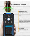 Pro Grade Digital Stud Finder Wall Scanner With AC Wire Detector Auto Depth Gauge showing three detection modes for various materials.