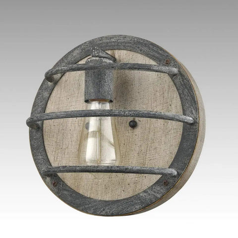 Farmhouse Wood Wall Sconce With Industrial Cage, 1 Light, Rustic Back Plate, Weathered Finish, ETL Listed Wall Lighting