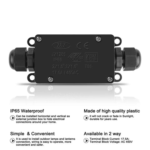 Outdoor Waterproof 2 Way PG9 Electrical Junction Box For Underground Cable Lines And Wires Pro Grade Protection And Easy Install IP65 Rated Weatherproof Connector Box For Horizontal Or Vertical Mount Underground