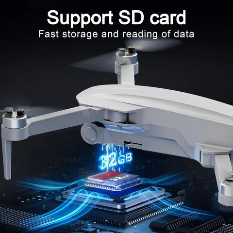 Dope 4K Camera Drone For Adults And Beginners With Foldable Design, supports SD card for storage, shown hovering.