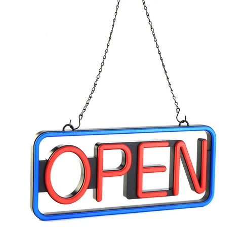 Ultra Bright 21 By 10 LED Open Sign With Remote Control Lit Daylight Visible Neon Open Sign In Blue And Red Energy Efficient