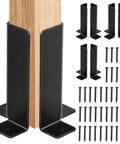 Eight Pack Adjustable Post Anchor Brackets Heavy Duty Half Column Black Support Base includes screws for wood fence pergola railing