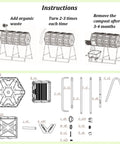 Four Chamber Rotating Compost Bin With Independent Drum Design Metal Frame And PE Shell 74 Gallon Capacity Sliding Doors Easy Tumbling For Quick Kitchen And Garden Waste No Mess In Your Yard assembly instructions and parts list