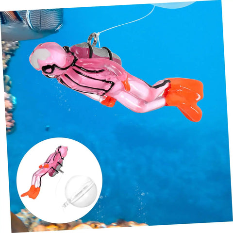 Floating Diver Aquarium Decor For Fish Tanks, Adorable Resin Diver Ornament That Glows In The Dark, Realistic Colorful Tank Ornament With Adjustable Dive Pose