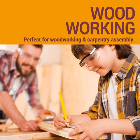 Child using woodworking tools under supervision, suitable for DIY projects. Woodworking Glue Sticks 10 Inch Long Diameter Eleven Millimeter Multi Temperature For Most Full Size Glue Guns Pro Grade 5 Pound Box With About 90 Sticks Delivers Strong Bond For Woodworking Crafting Sealing And DIY Projects.
