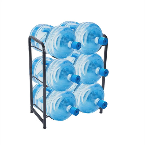 Heavy Duty 3 Tier 5 Gallon Water Jug Rack, Steel Water Bottle Dispenser Stand With Six Slots, Space Saving Organizer