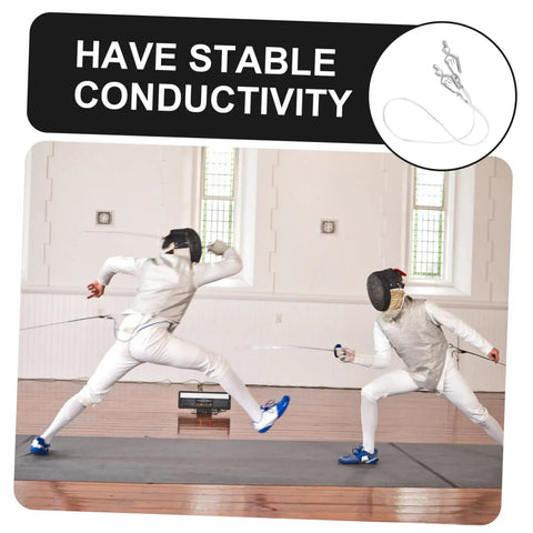 Two fencers using Fencing Body Cord Connector Clip With Double Clips Design for tight grip and secure connection.