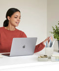 Woman using Desk Organizer Set Of 3 For Your Office Made From Sturdy Concrete To Upgrade Any Desk Setup With An Industrial Vibe