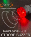High-Performance 2-Pack 16mm 12V Intermittent Buzzer with Vibrant Red LED Flash Indicator emitting sound waves in strobe mode