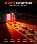 All In One Power Circuit Tester For 6 To 30V Vehicle And Trailer Electrical Diagnosis on a highway background with various vehicles.