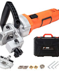Handheld metal chamfering tool PT-100, orange power beveling and deburring machine with case and accessories