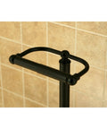 Close-up of the top rod of Classic Pedestal Paper Holder In Oil Rubbed Bronze Finish, 21.5 Inch Tall, 7.5 Inch Base, 6 Inch Rod.