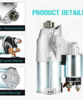 Ford 3.5L Starter Motor Plug And Play Fit For Edge 07-16 featuring details like wear-resistance gear, high-quality magnets, sealed bearings.