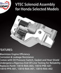 Honda VTEC Solenoid Spool Valve Assembly With Oil Pressure Switch And Gasket For Accord CRV Civic Si Element RSX 2.4L L4 Direct Fit Replacement
