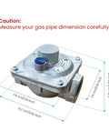 FENDITEK 3/4 in NPT natural gas regulator; 6 in water column range, metal HVAC gas regulator with inlet/outlet connections