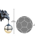 Marshgate Castle Dragon Electric Wall Sconce Light Fixture in gray stone with frosted glass globe, 9W x 11D x 17H, polyresin.