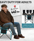 Oversized Padded Camping Stool For Adults, 18.1 Inch Wide Seat, Thick 240GSM Cotton Cushion, 440 Lbs Heavy Duty Outdoor Camp Chair