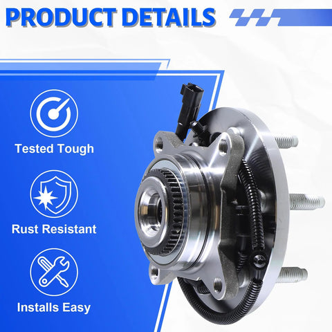 Front Wheel Bearing Hub Assembly 515142 For 4x4 6 Lug Trucks ABS Compatible Fits Lincoln Navigator 2011-2014 Ford F-150 2011-2014 Expedition 2011-2014 4WD close-up