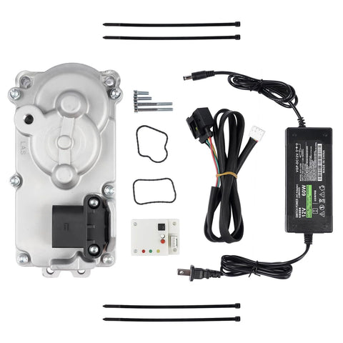 Koomaha turbo actuator kit for 6.7 Cummins HE300VG; includes actuator housing, wiring harness, bolts, gaskets, and zip ties