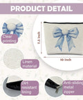 Golf Themed Makeup Bag For Women, Blue Golf Ball Bows Cosmetic Pouch And Toiletry Organizer shown with product details