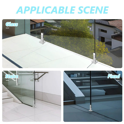 Adjustable Glass Clamp Bracket For Stainless Steel Shelf Holder Railing No Fuss Easy Install Rust Resistant Silver Finish Glass Railing Bracket In Use