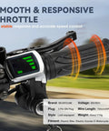 Full Twist Throttle For 48V Ebike With LED Display And Key Lock, mounted on handlebar, showing LED power indicator.