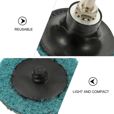 Close-up of abrasive wheel from 35 Piece Sanding Disc Polishing Kit With Handle Aluminum Oxide Abrasive Wheels And Pro Grade High Hardness Resin.