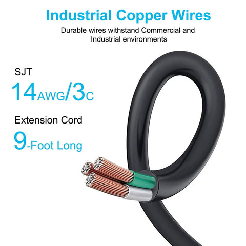 Industrial Copper Wires in Heavy Duty 12-Outlet Surge Protector Power Strip With 9 Foot Cord 450 Joules 15 Amp Circuit Breaker For Home Office Garage Workshop And Industrial Environments ETL Listed