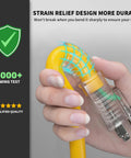 Hand bending a Built Tough Outdoor Extension Cord 2 Ft 12 Gauge 3 Conductor With 3 Outlets Waterproof Yellow ETL Listed