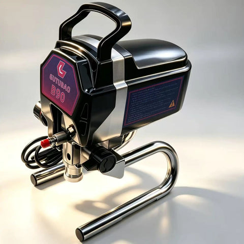 Pro Level Airless Paint Sprayer With 850W Motor For House Painting And Diy Furniture Hella Smooth Coverage, close-up view.