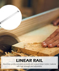 Heavy Duty Pro Grade Aluminum T Track Guide For Linear Motion 40 By 3 Cm T Slot Rail Silver For DIY Fitness Equipment And Automation Projects showing wood cutting setup