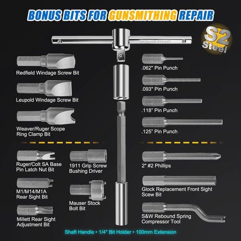 60Pcs Torque Screwdriver Wrench Set With One Quarter Inch Drive, featuring S2 bits and 100mm extension for bikes and repairs.