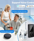 Couple using Alexa for G2 WiFi Gateway For TTLock Keyless Entry, Bluetooth Deadbolt Hub with vocal command support.