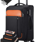 Softside Expandable Carry On Luggage 22 Inch By 14 Inch By 9 Inch Airline Approved 20 Inch Wheeled Suitcase With TSA Lock Hassle Free Travel Includes 4 Piece Packing Bags For Women And Men