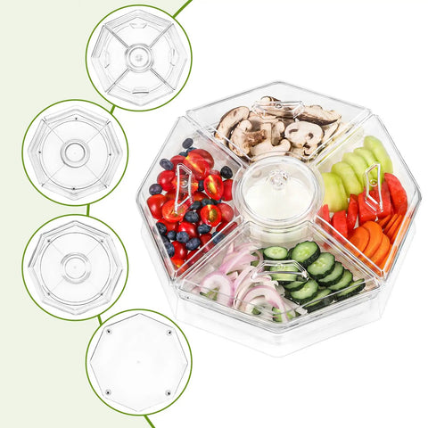 Bar Ready Ice Serving Lazy Susan With Four Removable Dishes And Smooth Rotating Tray for condiments, fruit, salad, party garnish