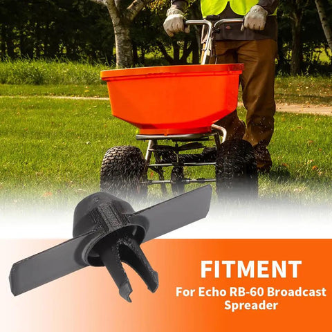 Upgraded Agitator Replacement for Echo RB60 Broadcast Spreader with extended mixing arm and 10mm lowering design, shown in use