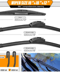 All Season 16 Inch Front Windshield Wiper Blades With 12 Inch Rear Wiper For Jeep Wrangler JL 2018 2019 2020 2021 2022 2023 pack of 3