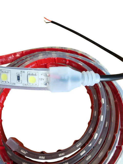 Coiled 8 Foot IP68 White Marine LED Strip Lights Submersible For Boats And Yachts, 12V Waterproof Under Gunnel Accent Lighting