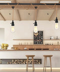 Solid Pick 23Ft Hemp Rope Pendant Light Swap With Three Independent E26 E27 Sockets And Solo Toggles in modern kitchen.