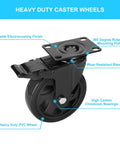 5 Inch Heavy Duty Caster Wheels Set Four Pack With 1800 Lbs Total Capacity And Steel Frame Top Plate Durable Plate Casters With Double