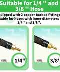 Universal Stainless Steel Sprayer Wand With Shut Off Valve 29 Inch Garden Watering And Car Wash Kit Includes One Quarter And Three Eighths Brass Fittings Hose Clamps And Teflon Tape, showing hose adapter options.